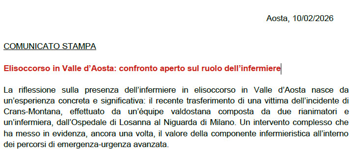 Elisoccorso in Valle d’Aosta: confronto aperto sul ruolo dell’infermiere